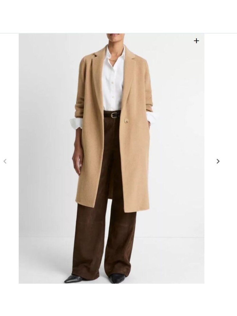 Vince Classic Wool Straight Coat Tan Basic Chic Contemporary Old Money Womens 1X